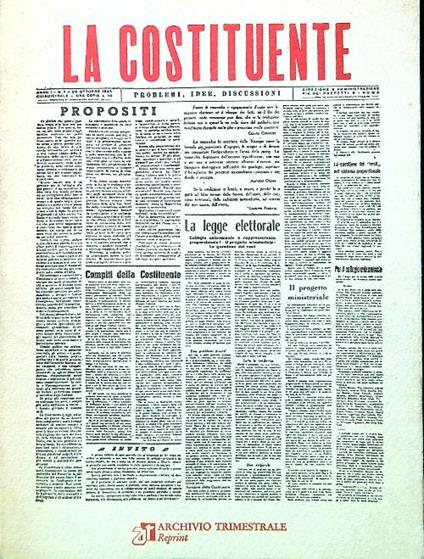 La Costituente. Problemi - Idee - Discussioni (1945-1946) - copertina