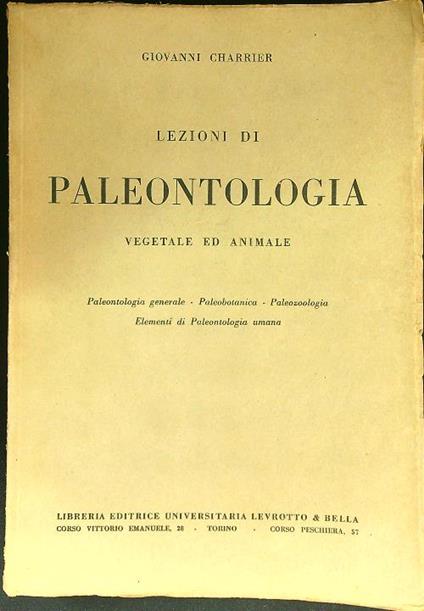 Lezioni di paleontologia - copertina