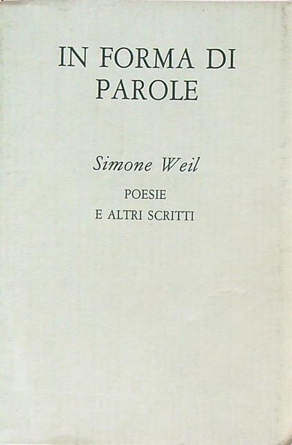 In forma di parole - Simone Weil - copertina