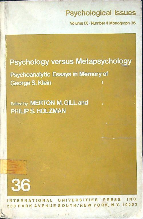Psychology Versus Metapsychology