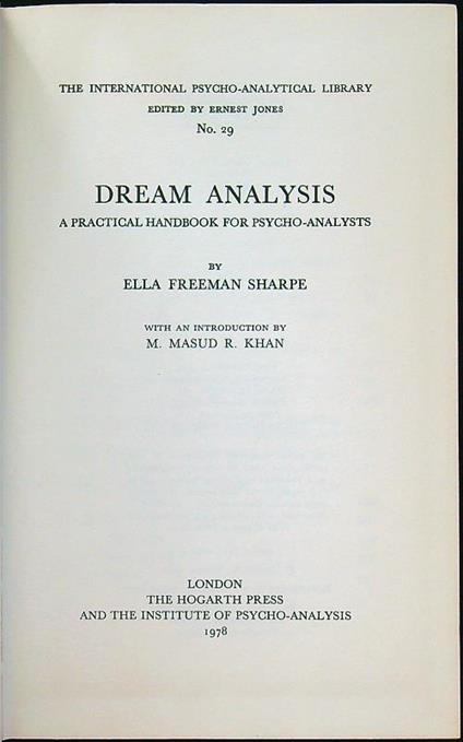 Dream analysis - Ella Freeman Sharpe - copertina