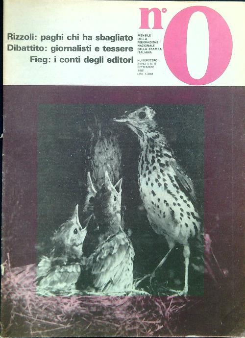 NumeroZero - Anno 5, N. 9/Settembre 1981 - copertina