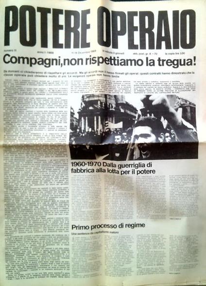 Potere Operaio numero 11, anno I-1969/11-19 Dicembre 1969 - copertina