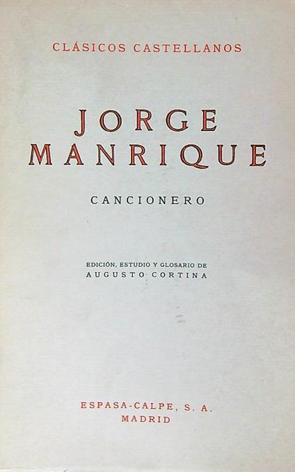 Cancionero - Jorge Manrique - copertina