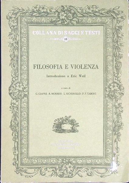 Filosofia e violenza. Introduzione a Eric Weil - copertina