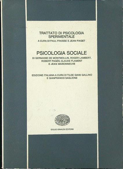 Trattato di psicologia sperimentale. Psicologia sociale - copertina