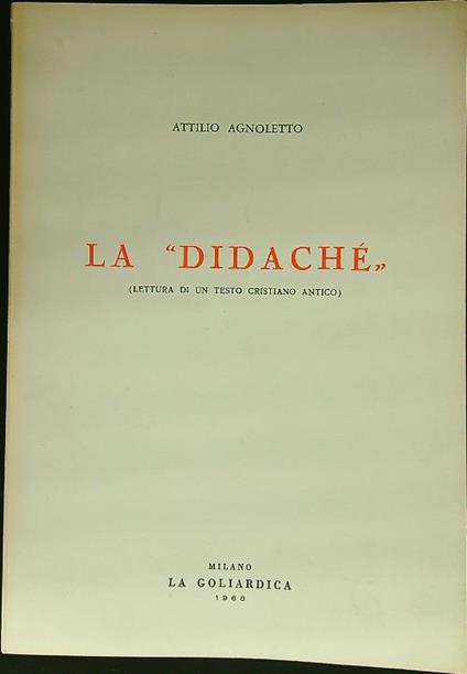 La didachè - Attilio Agnoletto - copertina