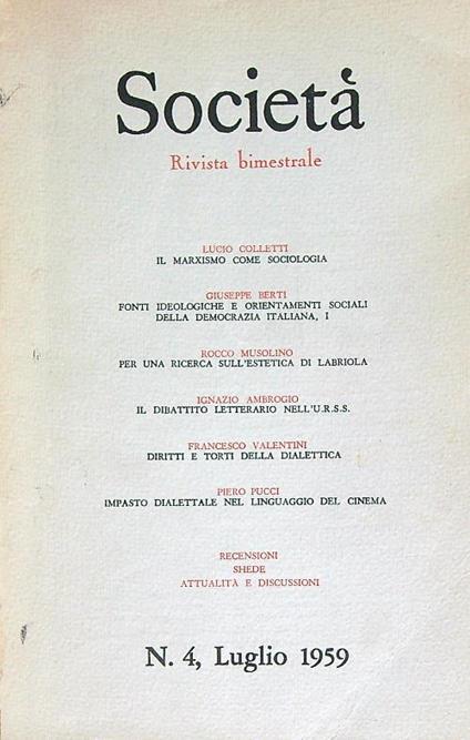 Società 4/Luglio 1959 - copertina