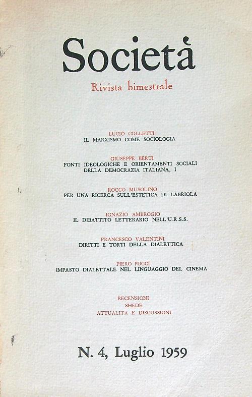 Società 4/Luglio 1959 - copertina