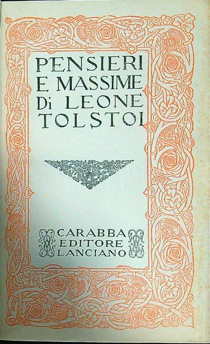 Pensieri e massime - Lev Tolstoj - copertina