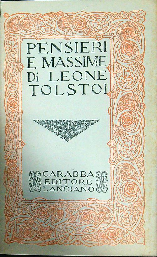 Pensieri e massime - Lev Tolstoj - copertina