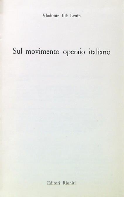 Sul movimento operaio italiano - copertina