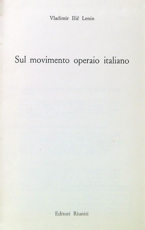Sul movimento operaio italiano