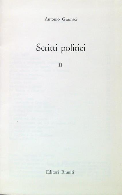 Scritti politici II - Antonio Gramsci - copertina