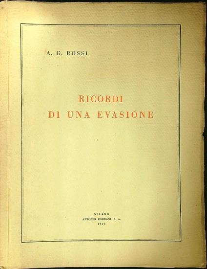 Ricordi di una evasione - copertina