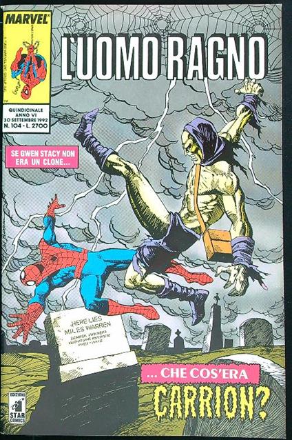 L' uomo ragno 104/30 settembre 1992 - copertina
