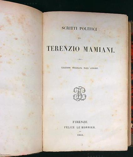 Scritti politici di Terenzio Mamiani - Terenzio Mamiani - copertina