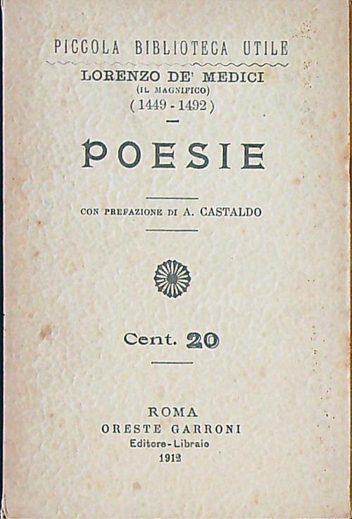Poesie - Lorenzo de' Medici - copertina