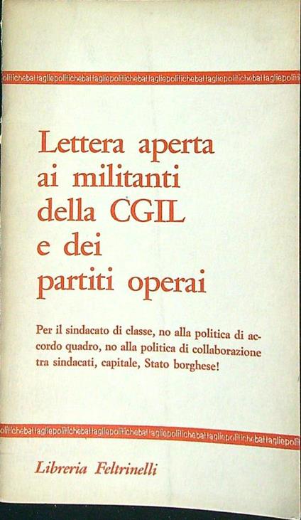 Lettera ai militanti della CGIL e dei partiti operai - copertina