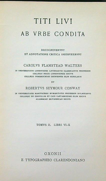 Ab urve condita tomus II Libri VI-X - copertina