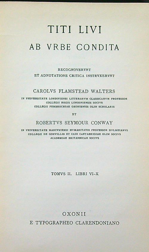 Ab urve condita tomus II Libri VI-X - copertina