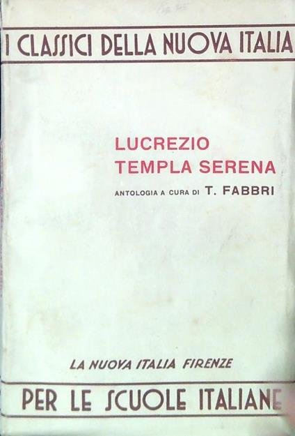 Templa Serena - Tito Lucrezio Caro - copertina