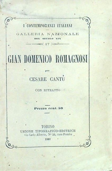Gian Domenico Romagnosi - Cesare Cantù - copertina