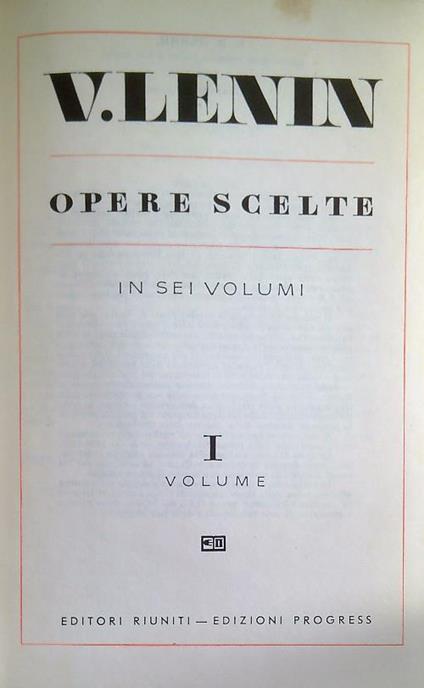 Opere Vol. I - V. Lenin - copertina