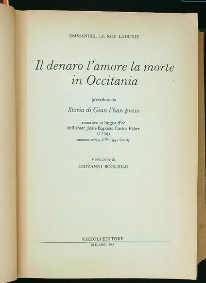 Il denaro l'amore la morte in Occitania - copertina