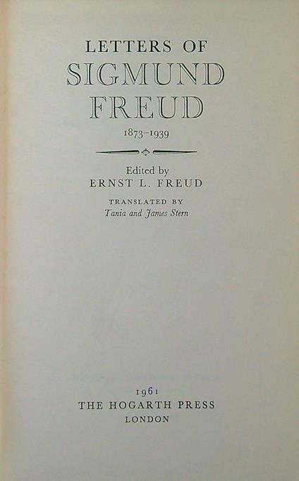 Letters of Sigmund Freud 1873-1939 - ernest Freud - copertina