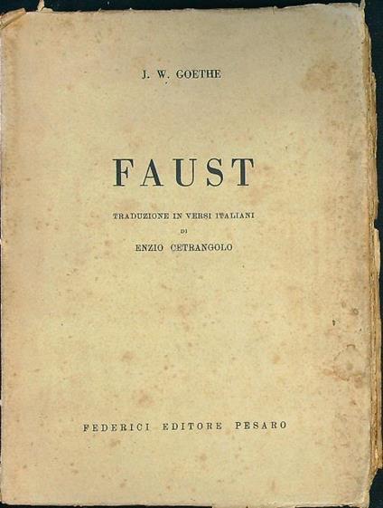 Faust - J. W. Goethe - copertina