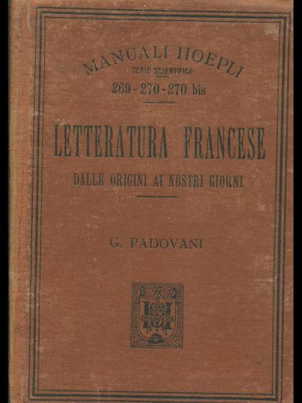 Letteratura francese - G. Padovani - copertina