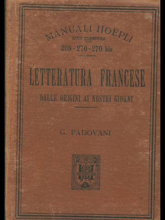 Letteratura francese - G. Padovani - copertina