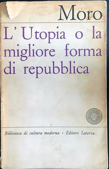 L' utopia o la migliore forma di repubblica - Moro - copertina