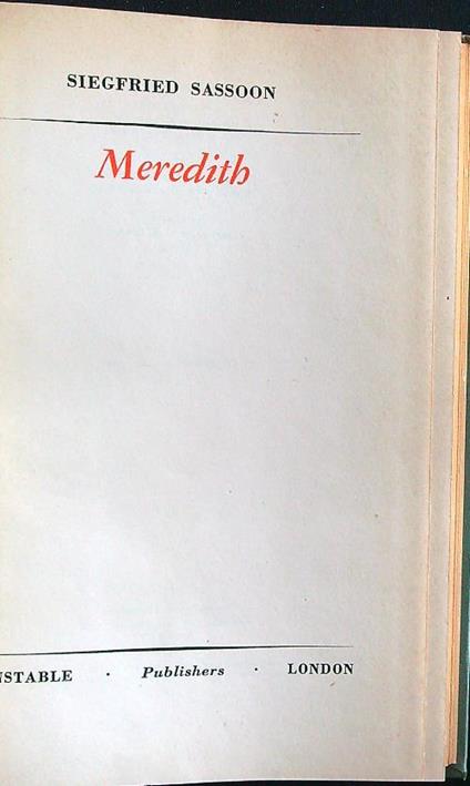 Meredith - Siegfried Sassoon - copertina