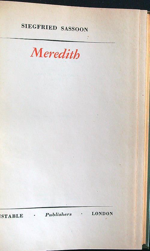 Meredith - Siegfried Sassoon - copertina