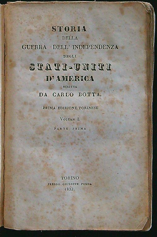 Storia della guerra dell'indipendenza degli Stati Uniti d'America vol. I