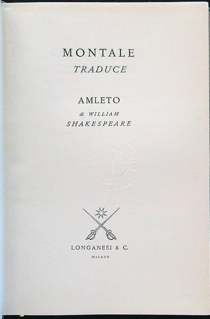 Montale traduce Amleto - copertina