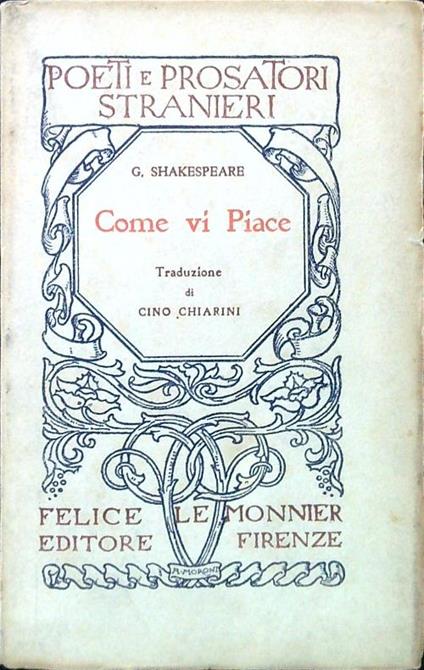 Come vi piace - G. Shakespeare - copertina