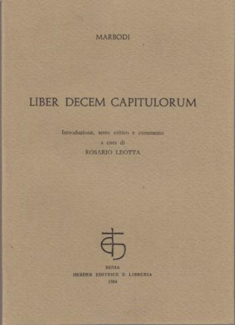 Liber Decem Capitulorum - Marbodi - copertina