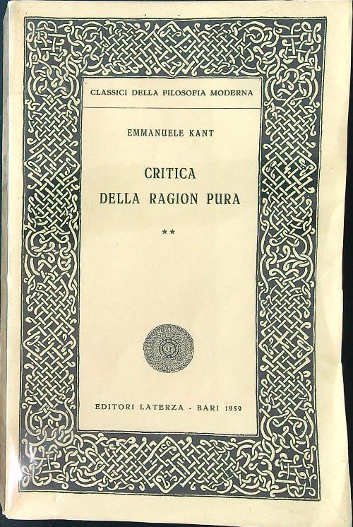 Critica della ragion pura vol. 2 - copertina