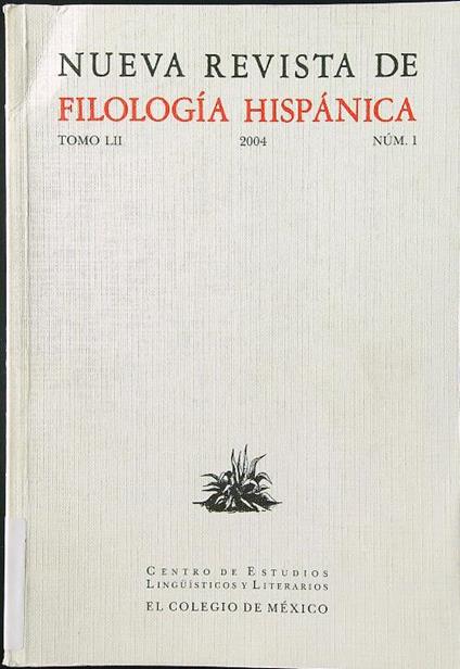 Nueva revista de filologia hispanica tomo LII num. 1 - copertina