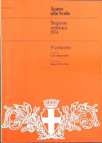 Teatro alla Scala. Stagione sinfonica 1974 - 9 concerto - copertina