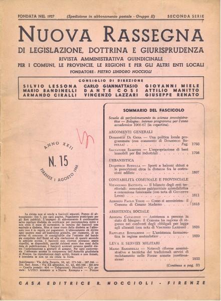 Nuova rassegna di legislazione, dottrina e giurisprudenza N. 15-16/Agosto 1963 - copertina