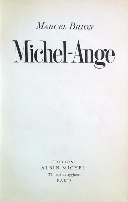 Michel-Ange - Marcel Brion - copertina