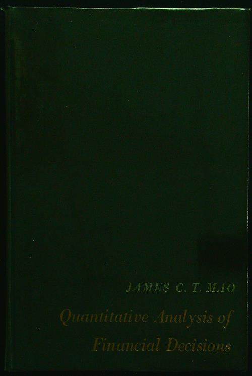 Quantitative analysis of financial decisions - Mao - copertina