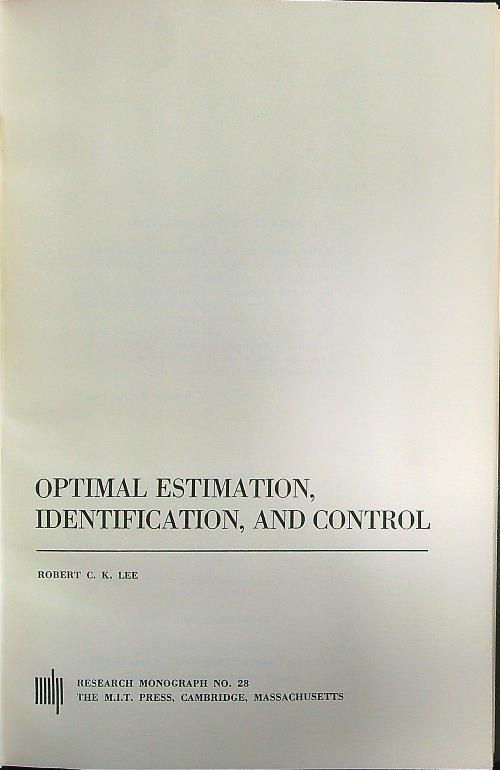 Optimal estimation, identification, and control - Lee - copertina