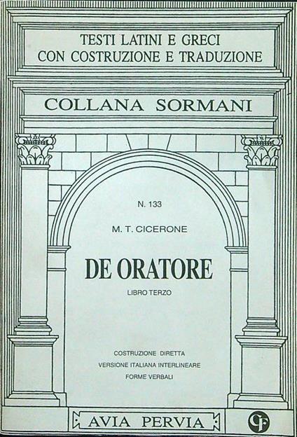 De oratore libro terzo - Cicerone - copertina