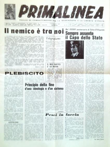 Primalinea - Anno XII, N. 15/1-15 Settembre 1980 - copertina