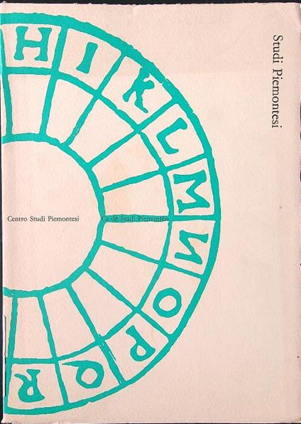 Studi piemontesi 1986 fasc. 2/novembre 1986 - copertina